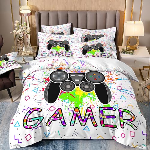 LYJKLST Bettwäsche 135x200 Gamer Gaming Muster Bettbezug 3teilig Microfaser Spiele Spieler Gamepad Bettwäsche Set und Kissenbezug 80x80 cm mit Reißverschluss Mehrfarbig 120 LYJKLST Bettwäsche 135x200 Gamer Gaming Muster Bettbezug 3teilig Microfaser Spiele Spieler Gamepad Bettwäsche Set und Kissenbezug 80x80 cm mit Reißverschluss Mehrfarbig 120 von LYJKLST