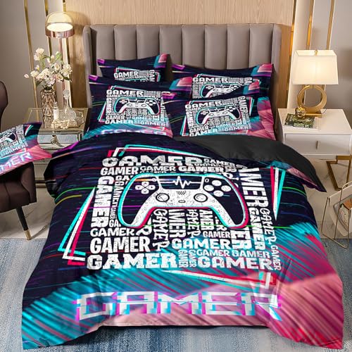 LYJKLST Bettwäsche 135x200 Gamer Gaming Muster Bettbezug 3teilig Microfaser Spiele Spieler Gamepad Bettwäsche Set und Kissenbezug 80x80 cm mit Reißverschluss Mehrfarbig 156 LYJKLST Bettwäsche 135x200 Gamer Gaming Muster Bettbezug 3teilig Microfaser Spiele Spieler Gamepad Bettwäsche Set und Kissenbezug 80x80 cm mit Reißverschluss Mehrfarbig 156 von LYJKLST