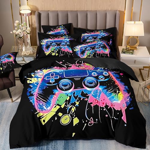LYJKLST Bettwäsche 135x200 Gamer Gaming Muster Bettbezug 3teilig Microfaser Spiele Spieler Gamepad Bettwäsche Set und Kissenbezug 80x80 cm mit Reißverschluss Mehrfarbig 264 LYJKLST Bettwäsche 135x200 Gamer Gaming Muster Bettbezug 3teilig Microfaser Spiele Spieler Gamepad Bettwäsche Set und Kissenbezug 80x80 cm mit Reißverschluss Mehrfarbig 264 von LYJKLST