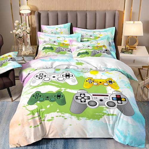 LYJKLST Bettwäsche 155x220 Gamer Gaming Muster Bettbezug 3teilig Microfaser Spiele Spieler Gamepad Bettwäsche Set und Kissenbezug 80x80 cm mit Reißverschluss Mehrfarbig 68 LYJKLST Bettwäsche 155x220 Gamer Gaming Muster Bettbezug 3teilig Microfaser Spiele Spieler Gamepad Bettwäsche Set und Kissenbezug 80x80 cm mit Reißverschluss Mehrfarbig 68 von LYJKLST