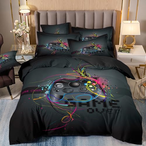 LYJKLST Bettwäsche 160x200 Gamer Gaming Muster Bettbezug 3teilig Microfaser Spiele Spieler Gamepad Bettwäsche Set und Kissenbezug 80x80 cm mit Reißverschluss Mehrfarbig 168 LYJKLST Bettwäsche 160x200 Gamer Gaming Muster Bettbezug 3teilig Microfaser Spiele Spieler Gamepad Bettwäsche Set und Kissenbezug 80x80 cm mit Reißverschluss Mehrfarbig 168 von LYJKLST