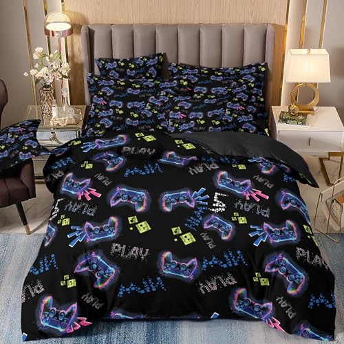 LYJKLST Bettwäsche 180x200 Gamer Gaming Muster Bettbezug 3teilig Microfaser Spiele Spieler Gamepad Bettwäsche Set und Kissenbezug 80x80 cm mit Reißverschluss Mehrfarbig 259 LYJKLST Bettwäsche 180x200 Gamer Gaming Muster Bettbezug 3teilig Microfaser Spiele Spieler Gamepad Bettwäsche Set und Kissenbezug 80x80 cm mit Reißverschluss Mehrfarbig 259 von LYJKLST