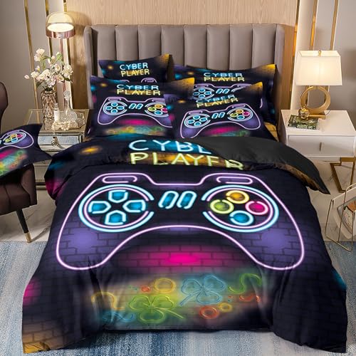 LYJKLST Bettwäsche 200x200 Gamer Gaming Muster Bettbezug 3teilig Microfaser Spiele Spieler Gamepad Bettwäsche Set und Kissenbezug 80x80 cm mit Reißverschluss Mehrfarbig 251 LYJKLST Bettwäsche 200x200 Gamer Gaming Muster Bettbezug 3teilig Microfaser Spiele Spieler Gamepad Bettwäsche Set und Kissenbezug 80x80 cm mit Reißverschluss Mehrfarbig 251 von LYJKLST