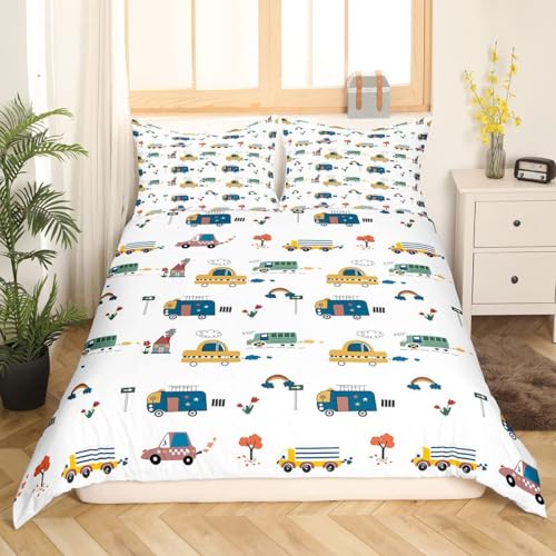 LYJKLST Cartoon-Auto Kinder Bettwäscheset Autobus Bettbezug Teens 180x200 Transportfahrzeug Bettwäsche Jungen Autotransport Mädchen Weiche Mikrofaser mit Reißverschluss 80x80 cm LYJKLST Cartoon-Auto Kinder Bettwäscheset Autobus Bettbezug Teens 180x200 Transportfahrzeug Bettwäsche Jungen Autotransport Mädchen Weiche Mikrofaser mit Reißverschluss 80x80 cm von LYJKLST