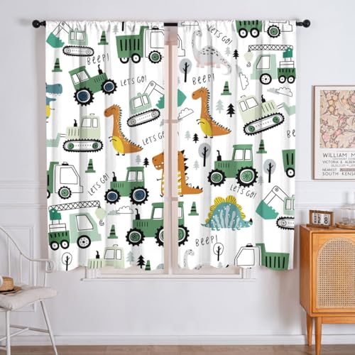LYJKLST Cartoon Dinosaurier Kälteschutz Vorhang 2er Set H 230 x B 117 cm Niedliche Dino Auto LKW Schlafzimmer Gardinen Blickdicht Bagger Kran Traktor Verdunklungsvorhänge mit Ösen Thermal LYJKLST Cartoon Dinosaurier Kälteschutz Vorhang 2er Set H 230 x B 117 cm Niedliche Dino Auto LKW Schlafzimmer Gardinen Blickdicht Bagger Kran Traktor Verdunklungsvorhänge mit Ösen Thermal von LYJKLST