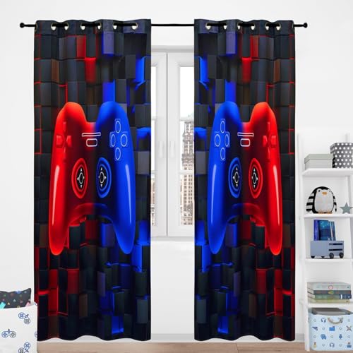 LYJKLST Gaming Spiele Kälteschutz Vorhang 2er Set H 230 x B 117 cm Blau Rot Geometrisch Gamer Schlafzimmer Gardinen Blickdicht Spieler Joystick Gamepad Verdunklungsvorhänge mit Ösen Thermal LYJKLST Gaming Spiele Kälteschutz Vorhang 2er Set H 230 x B 117 cm Blau Rot Geometrisch Gamer Schlafzimmer Gardinen Blickdicht Spieler Joystick Gamepad Verdunklungsvorhänge mit Ösen Thermal von LYJKLST