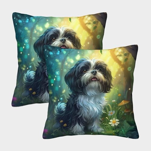 LYJSMDAAA 2er Set Shih Tzu. Outdoor Kissenbezug 3D-Überwurfkissen Sofa Kissenbezug Soft Dekorative Kissenhülle Für Sofa Couch Bett Personalisierte Wohnkultur Geschenk 40x40cm von LYJSMDAAA