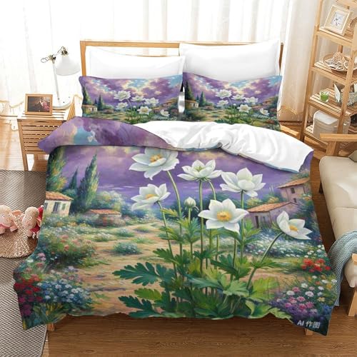 LYJSMDAAA Anemone 3D Gedruckter Bettbezug Set Bettwäschegarnitur Mädchen Junge Kinder Bettwäsche Und Kissenbezüge Reissverschluss Weich Microfaser 3 Teilig Super King（260x220cm） von LYJSMDAAA