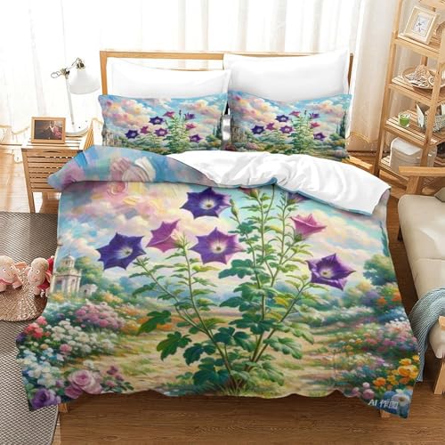 LYJSMDAAA Balloon Flower Bettwäschegarnitur 3D Gedruckter Bettbezug Set Für Kinder Mädchen Jungen Und Kissenbezüge Bettwäsche Reissverschluss Weich Microfaser 3 Teilig King（220x240cm） von LYJSMDAAA
