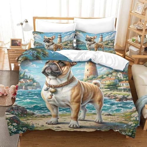 LYJSMDAAA Cairn Terrier Bettwäschegarnitur Für Kinder Mädchen Jungen Bettbezug Set 3D Gedruckter Bettwäsche Weich Microfaser Und Kissenbezüge Reissverschluss 3 Teilig King（220x240cm） von LYJSMDAAA
