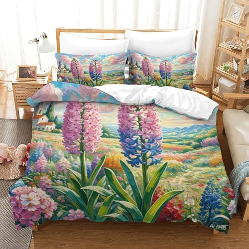 LYJSMDAAA Hyacinth Mädchen Junge Kinder Bettbezug Set 3D Gedruckter Bettwäschegarnitur Bettwäsche Reissverschluss Und Kissenbezüge Weich Microfaser 3 Teilig Single（140x200cm） von LYJSMDAAA