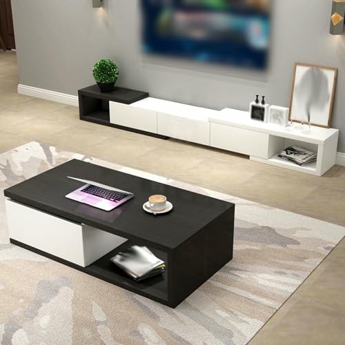 LYJYUJIE Einstellbare TV-Ständer Und Couchtisch Combo-Set, Länge Teleskopisch Extendierbare TV-Einheit Mit 3 Schubladen, Platzsparende Medienkonsole Wohnzimmer Apartments ~/ LYJYUJIE Einstellbare TV-Ständer Und Couchtisch Combo-Set, Länge Teleskopisch Extendierbare TV-Einheit Mit 3 Schubladen, Platzsparende Medienkonsole Wohnzimmer Apartments ~/ von LYJYUJIE