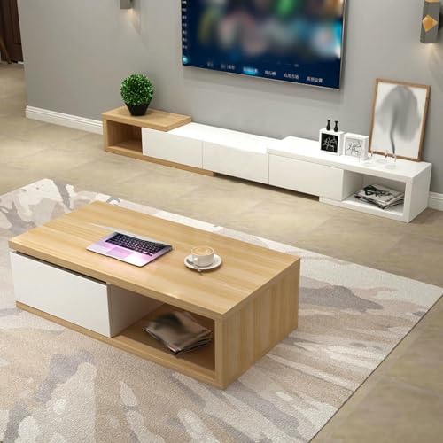 LYJYUJIE Einstellbare TV-Ständer Und Couchtisch Combo-Set, Länge Teleskopisch Extendierbare TV-Einheit Mit 3 Schubladen, Platzsparende Medienkonsole Wohnzimmer Apartments ~/ LYJYUJIE Einstellbare TV-Ständer Und Couchtisch Combo-Set, Länge Teleskopisch Extendierbare TV-Einheit Mit 3 Schubladen, Platzsparende Medienkonsole Wohnzimmer Apartments ~/ von LYJYUJIE