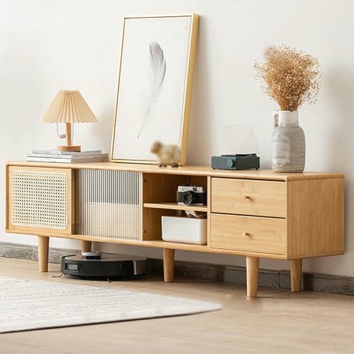 LYJYUJIE Fernsehschrank Aus Der Mitte des Jahrhunderts Mit Schubladendesign, Holzmedienschrank Für Fernseher Entertainment Games TV-Medienkonsole ~/ von LYJYUJIE