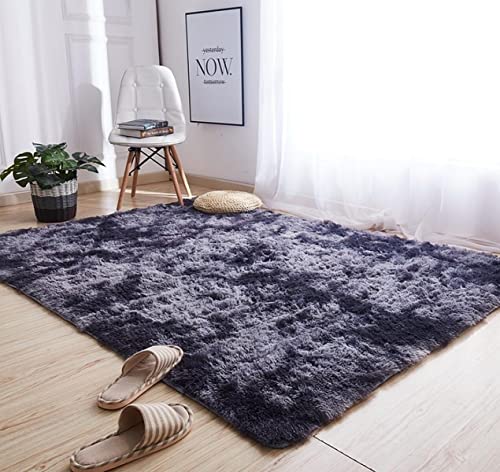 LYKEJI Teppiche Schlafzimmer Dekoration Teppich Flauschige Teppiche Shaggy Teppiche Lange Weiche Teppiche für Wohnzimmer rutschfeste Teppiche für Schlafzimmer Wohnzimmer (dunkelgrau, 120X160CM) von LYKEJI