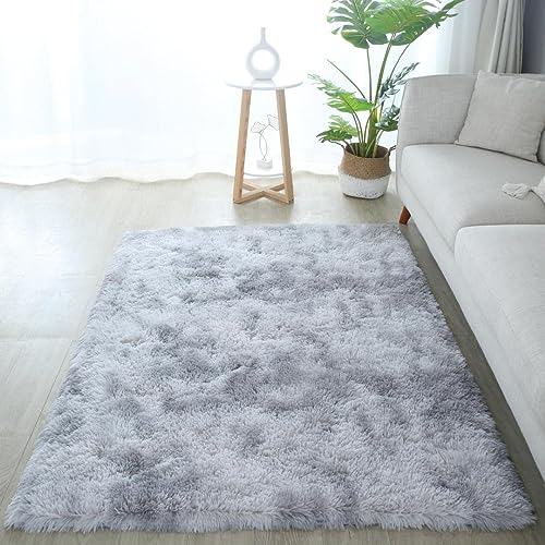 LYKEJI Ultra Soft Moderne Innenteppiche, Flauschige Wohnzimmerteppiche, geeignet für Kinderzimmer, Heimdekoration, Kinderzimmerteppiche (160 x 230 cm, grau) von LYKEJI