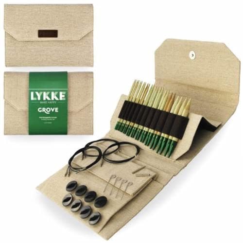 LYKKE Grove Rundstricknadel-Set, Bambus, austauschbar, 12,7 cm Beige Jute-Leinwand von Lykke