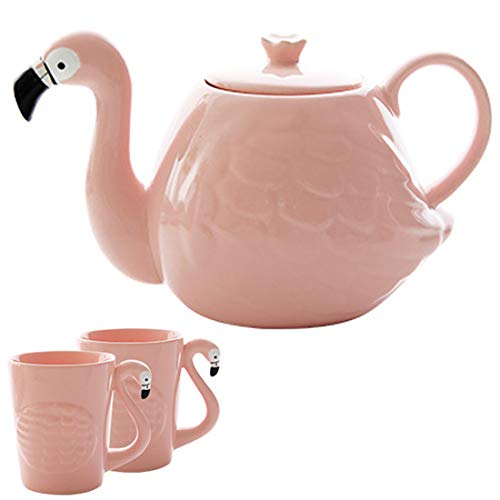 Keramik Flamingo Muster Tee Flasche Griff Hitzebeständige Keramik Teetasse von LYLEQ
