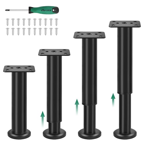 LYLIDIA 4 Sätze Möbelfüße Höhenverstellbar 18~30cm Metall Schwarz Möbelbeine Stahl Schrankfüsse Bettfüße für Möbel Sofa Bett Schrank Kabinett mit Schrauben*16 + Schraubendreher von LYLIDIA
