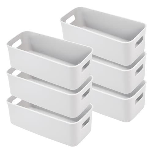 LYLIDIA Aufbewahrungsbox Kunststoff 30cm 6 Stück Grau Klein Aufbewahrungskorb Boxen Aufbewahrung Organizer Box Körbe Aufbewahrung für Küchen Badezimmer Schrank Büro Haus Regal Kunststoffbox von LYLIDIA