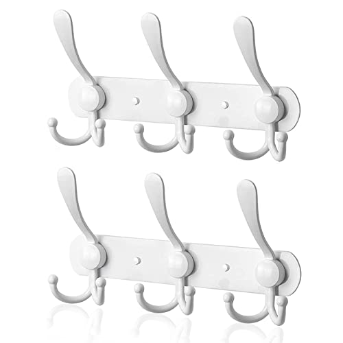 LYLIN kleiderhaken Hakenleiste, Garderobenhaken Edelstahl Rostfrei Handtuchhaken Wandhaken Garderobenleiste Vintage Jackenhalter Wand für Küche Badezimmer Schlafzimme (Weiß, 9 Haken, 2Pcs) von LYLIN