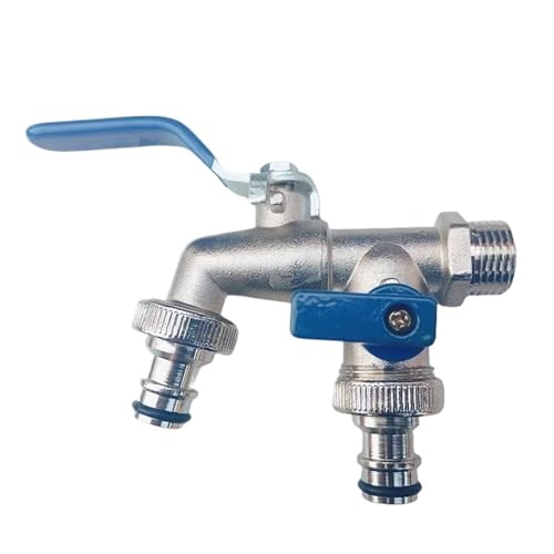 1/2 '' 3/4 '' Doppelkopf-Wasserverteiler-Anschluss Kupplungsadapter Ventilschalter Gartenschlauch Bewässerungshahn Gelenk Wasserhahn(C set) von LYLNV