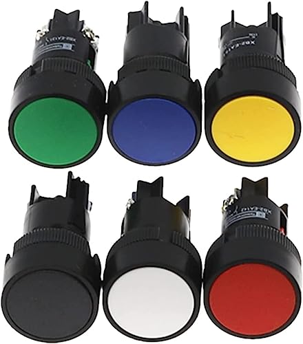 1 Stück 22 mm Momentan-Drucktastenschalter Rot Grün Blau Gelb Schwarz Weiß NO/NC XB2-EA142 XB2-EA131 (Farbe: Rot)(Black) von LYLNV