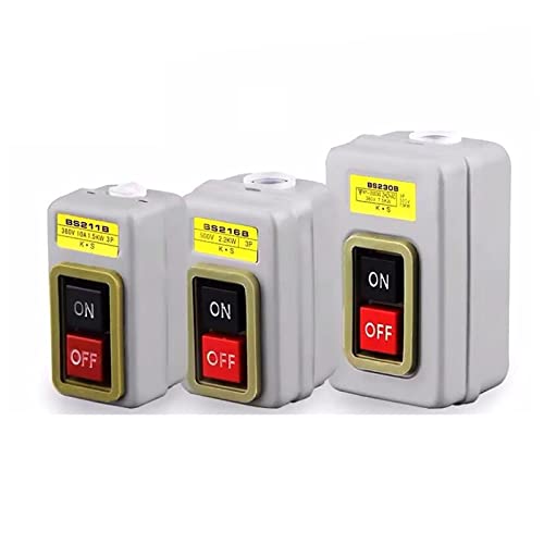 1 Stück Leistungssteuerungsknopfschalter Industriehaushalt Dreiphasen-Motorstartknopf-Druckschalter BS211B 216B 230B (Farbe: BS230B 7,5 kW)(Bs211b 1.5kw) von LYLNV