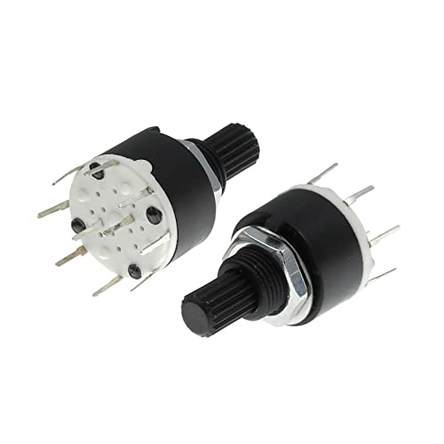10 Stück SR16 Kunststoff 16 mm Drehbandschalter 2-polig 3 4 Positionen 1-polig 5 6 8 Positionen Grifflänge 15 mm Achsenbandschalter (Farbe: 1-polig 5)(2 Pole 4) von LYLNV