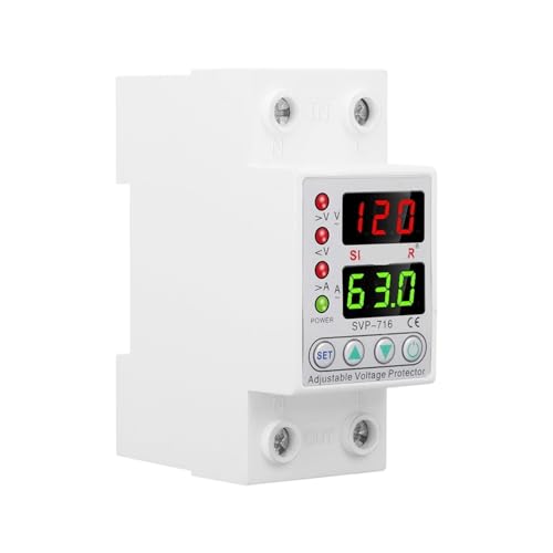 110VAC 120VAC 40A 63A Din Rail Dual Display Einstellbare Überspannung Strom und Unterspannung Schutz Gerät Schutz Relais(V A type (ADJ),63A) von LYLNV