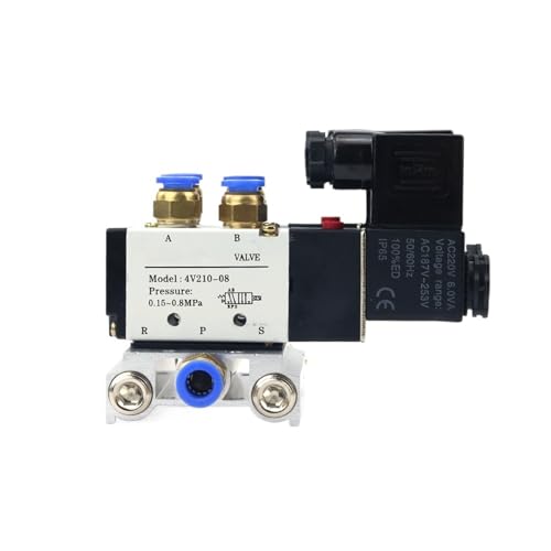 12/24 V DC 110/220 V AC Multi Option 4V210-08 Pneumatische Magnetventil Block Mit Schalldämpfer Fitting Basis Verteiler 2/3/4/6 weg(6 Row 6mm fitting,AC220V) von LYLNV