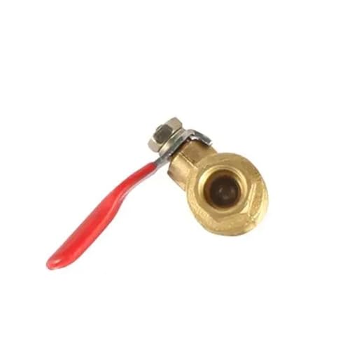2 Stück Messing-Kugelhahn 1/4 Zoll 1/8 Zoll 3/8 Zoll 1/2 Zoll Innengewinde auf Innengewinde mit rotem Hebelgriff, Kupferschalter-Verbindungsstück-Adapter(1/8") von LYLNV
