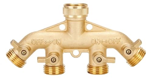 3/4 Zoll 2/4-Wege Messing Gartenschlauch Splitter Gartenhahn Y-Typ Bewässerungsanschluss Verteiler for Außenwasserhahn(4wayEU) von LYLNV