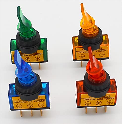 4 Stück DC12V 20A Anzeigetafelmontage EIN-Aus-Kfz-Kippschalter (Farbe: Rot)(Each color 1pcs) von LYLNV