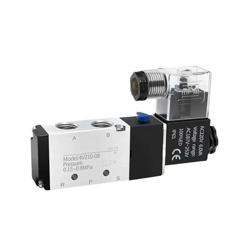 4V110-06 4V210-08 4V310-10 4V410-15 Elektromagnetische 2 Position 5 Weg Pneumatische Luft Ventile 1/4 DC12V DC24V Magnetventil 5/2(AC220V,4V110-06) von LYLNV