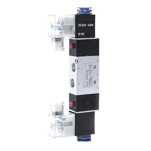 4V120-06 4v220-08 Magnetventil Doppelkopf Doppelsteuerung 5 Wege 2 Positionen Power Down Hold Pneumatisches Wegeventil(4V320-10,DC12V) von LYLNV