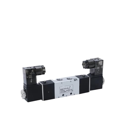 4V120-06 Magnetventil Doppelkopf Doppelsteuerung 5 Wege 2 Positionen Power Down Hold Pneumatisches Wegeventil(With 4mm fittings,AC110V) von LYLNV