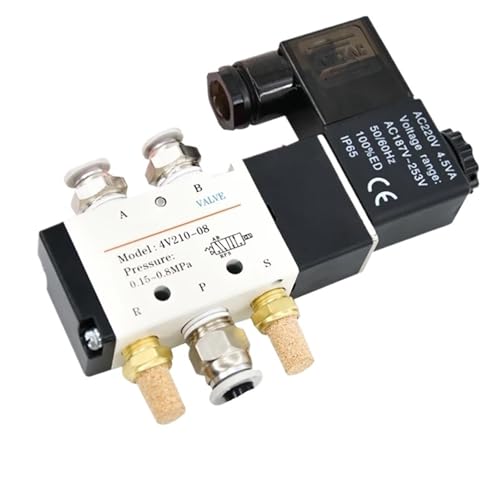4V210-08 12V 24V 220V 110V Typ pneumatisches elektrisches Magnetventil Wegesteuerung Luftmagnetventil(4V110-06 DC12V,With 10MM Fittings) von LYLNV
