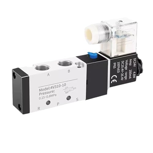 4V210 Pneumatisches elektrisches Magnetventil 5-Wege-2-Positionen-Steuerluftmagnetventil 4V110-06 4V210-08 4V310-10 4V410-15(PC 4V210-08 10mm,AC24V) von LYLNV