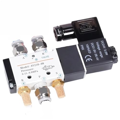 4v210-08 Airtac Typ Pneumatisches Elektrisches Magnetventil Wegesteuerung Luftmagnetventil 12 V 24 V 220 V 4v210(With 12mm Fittings,DC24V) von LYLNV