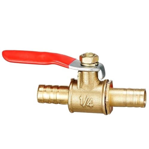 6mm-19mm 6-8 8-10 roter Griff kleines Ventil Schlauchtülle Inline Messing Wasser Öl Luft Gas Kraftstoffleitung Absperrkugelhahn Rohrverschraubungen(10mm Barb) von LYLNV