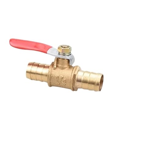 6mm 8mm 10mm 12mm roter Griff Kugelhahn-Absperrkugelhahn Schlauchanschluss Inline Wasser Öl Luft Gas Kraftstoffleitung Kleiner Messing-Kugelhahn(OD 10MM,200 Pcs) von LYLNV