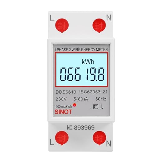 DDS6619-008 1-Phasen-Zweidraht-Wattmeter Stromverbrauch Energiemonitor Stromzähler LCD Digitale Hintergrundbeleuchtung KWh AC 230V 50Hz von LYLNV