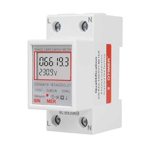 Din-Schienen-Digital-Einphasen-Energiezähler LCD-Anzeige Wattmeter Stromverbrauch Energie Stromzähler KWH 220 V 230 V 50 60 Hz(2PC-StyleB) von LYLNV