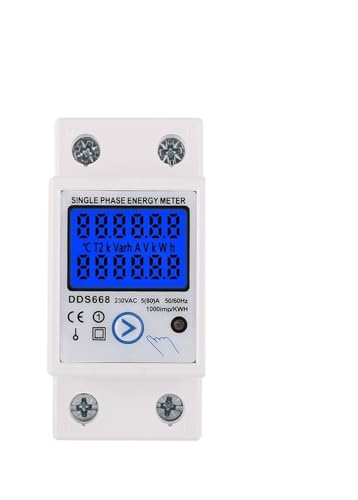 Elektrischer Energiezähler 2P Einphasen-LCD-Digitalanzeige DIN-Schienenmontage 2-Draht-Stromzähler Wattmeter Leistung kWh AC230V 60Hz(668-80A-Light-M-120V) von LYLNV