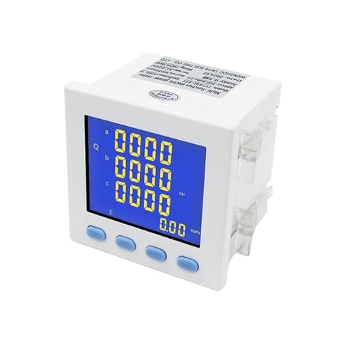 LCD-Dreiphasen-Panel-Messgerät VA Hz cos kWh Stromzähler Multifunktions-Wattstundenzähler 5 A Ampere Volt Leistungsfaktormesser(Black) von LYLNV
