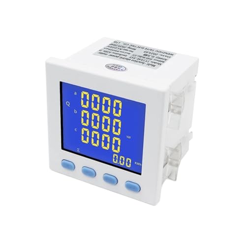 LCD-Dreiphasen-Panel-Messgerät VA Hz cos kWh Stromzähler Multifunktions-Wattstundenzähler 5 A Ampere Volt Leistungsfaktormesser(Black) von LYLNV