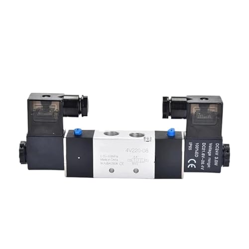 Magnetventil 4V220-08 Luft 5 Wege 2 Positionen 1/4" Luft pneumatisches Steuerventil Doppelspule DC12V 24V AC220V 110V mit PC-Anschlüssen(W 12mm fittings,AC110) von LYLNV