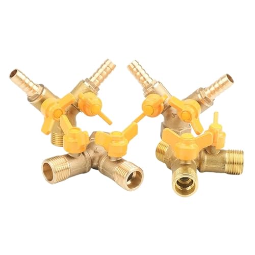 Messing 1/2 BSP Weiblich Männlich Gewinde Barb Drei Wege Gas Ventil DN15 Winkel Ventil Rohr Fitting Anschluss Adapter for Kraftstoff gas Wasser Öl(15) von LYLNV