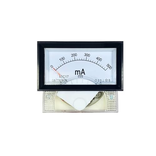 Milliamperemeter 85C17-mA DC Pointer Panel Amp Meter 20mA 30mA 50mA 100mA Quadrat 70 * 40mm mit schwarzem Rahmen(500mA) von LYLNV